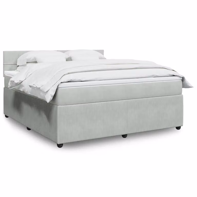 vidaXL Letto Ibrido con Materasso in Velluto Grigio e Bianco L/P: 180 x 200 cm
