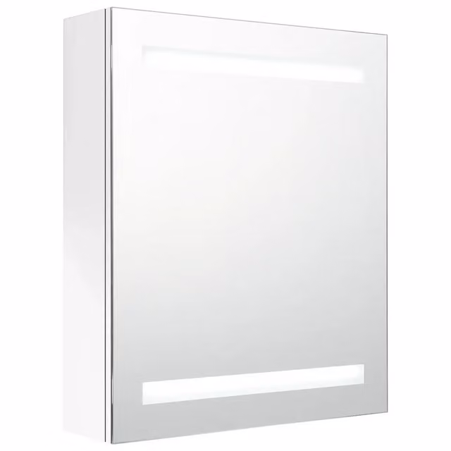 Armadietto da bagno moderno DESIGN IN con specchio e illuminazione LED bianco lucido L 50 cm, H 60 cm, P 14 cm