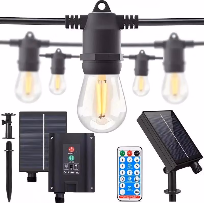 LedLight 3393 Catena decorativa solare a forma di ghirlanda con 15 lampadine, 15 m, bianco caldo