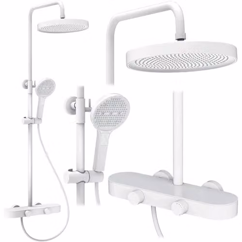 Rea - Set Doccia Creo - Ottone - Bianco - 37 x 15,5 x 128 cm