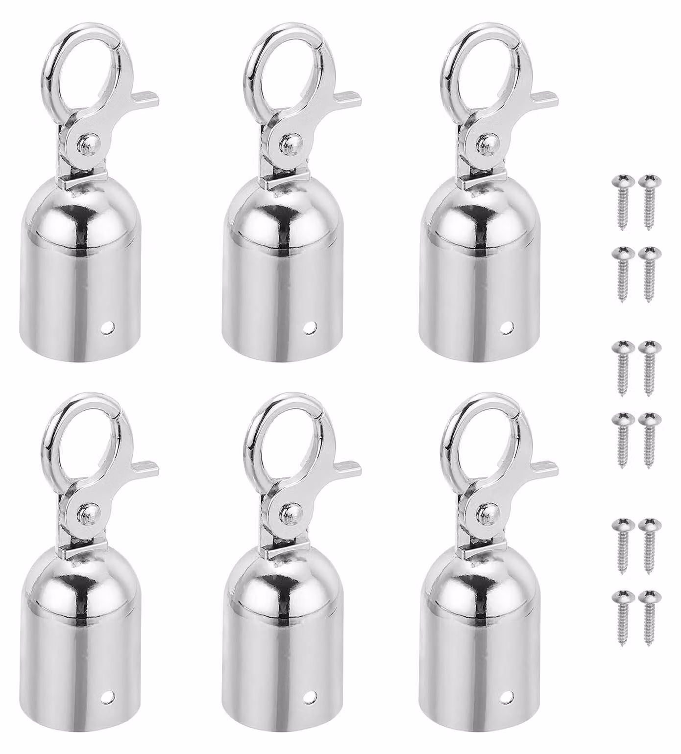 Confezione da 6 terminali per corda, dimensioni 28x80 mm, in alluminio, colore argento