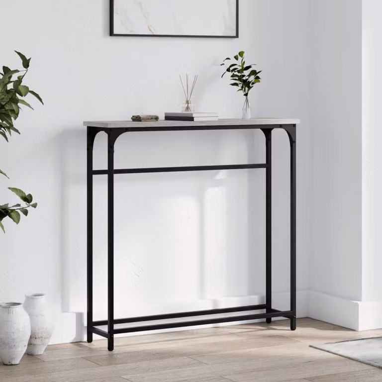 vidaXL Tavolino Consolle in Legno Multistrato Grigio, L/P/H: 75 x 19,5 x 75 cm