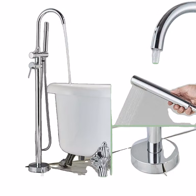 Miscelatore da bagno moderno, design a due maniglie, funzione acqua calda e fredda , Cromo
