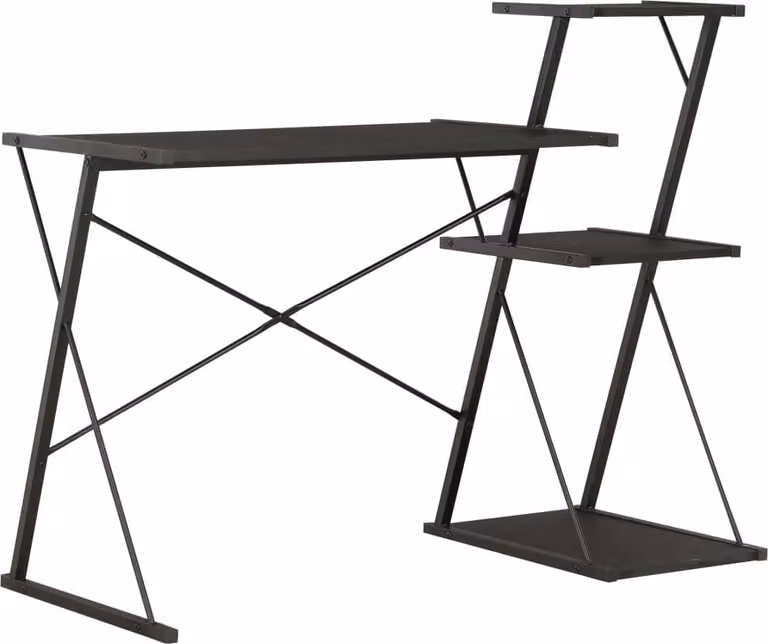 The Living Store Scrivania con ripiano nero 116×50×93 cm