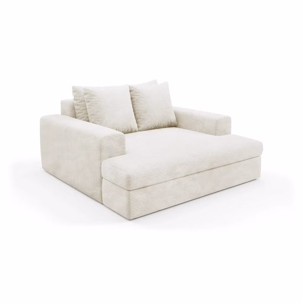 Divano Moderno DMORA a 2 Posti con Cuscini Sfoderabili e Struttura in Legno, Bianco, L: 162 cm, P: 167 cm, H: 86 cm – 2