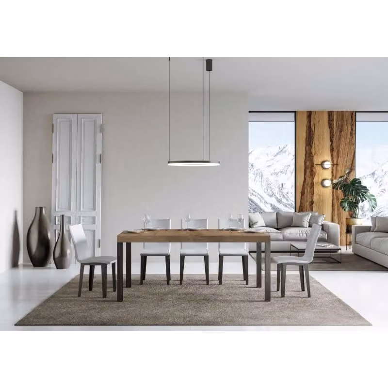 Tavolo allungabile Itamoby Everyday in legno e metallo, colore Quercia Natura e Antracite, L: 90 x P: 180/440 cm – 2