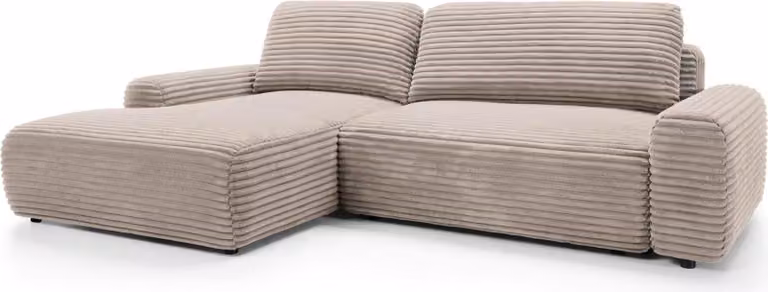 FURNLUX Divano angolare Crema e Nero 264cm / Colore principale: Beige / Dimensioni: 264 x 85 x 162 cm