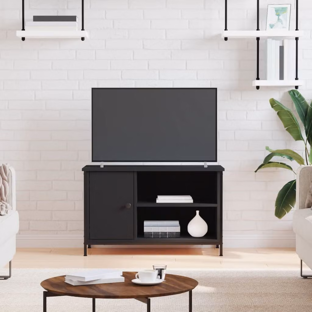 vidaXL Mobile Porta TV Nero in Stile Industrial con Compartimenti Media L/P/H: 80 x 40 x 50 cm