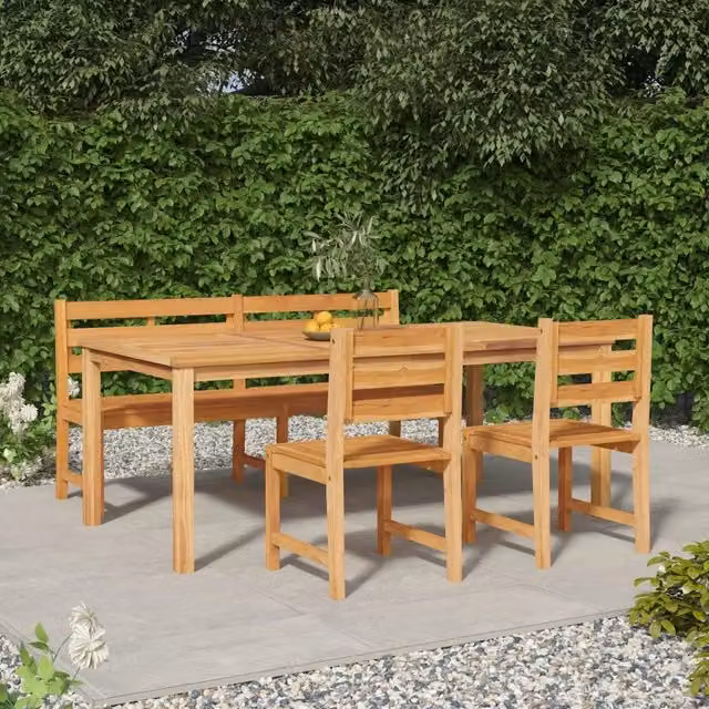 Set da pranzo per giardino vidaXL in legno di teak marrone composto da 4 pezzi
