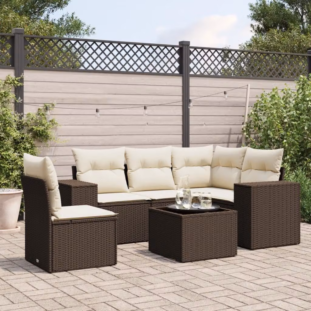 Maison Exclusive - Set Divano da Giardino 6 pz con Cuscini Marrone in Polyrattan