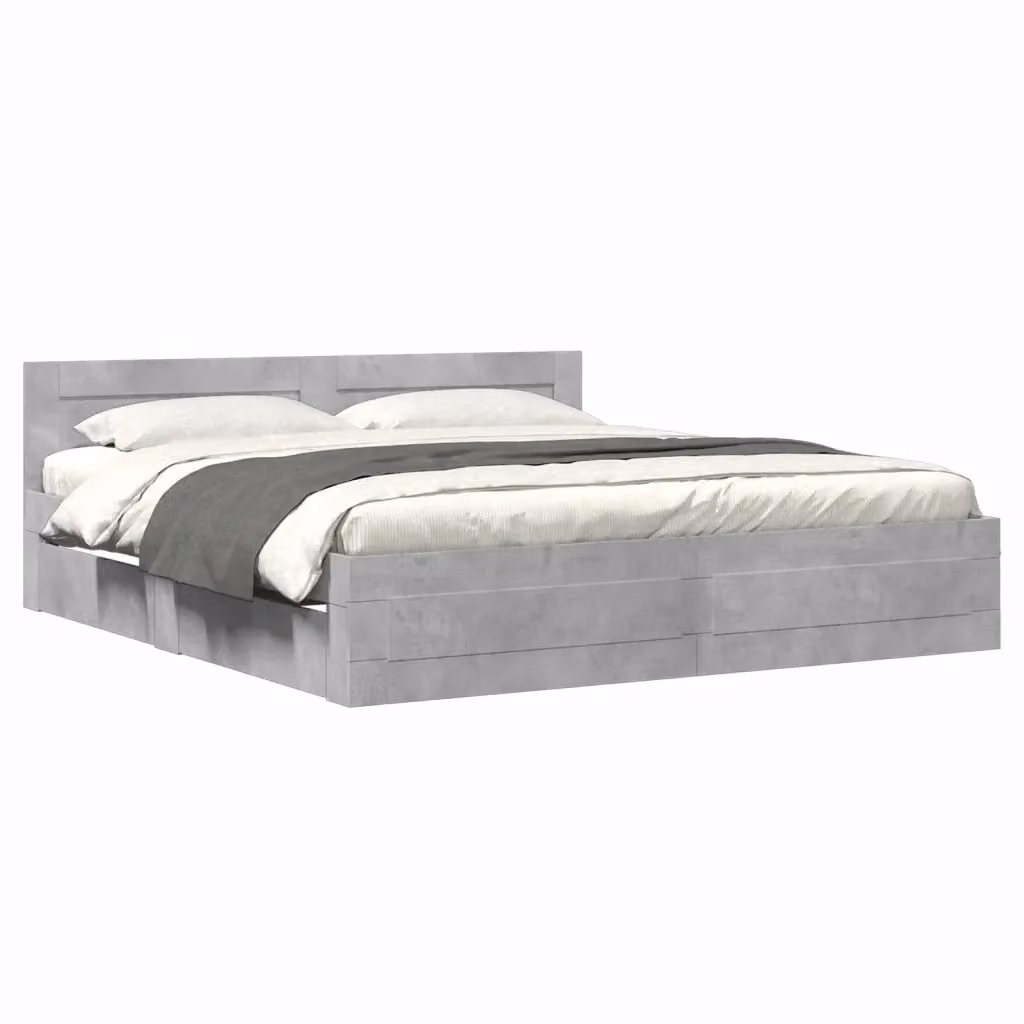 vidaXL Giroletto con Testiera Grigio Moderno in Legno Multistrato L: 183 cm, P: 203 cm, H: 69 cm – 2