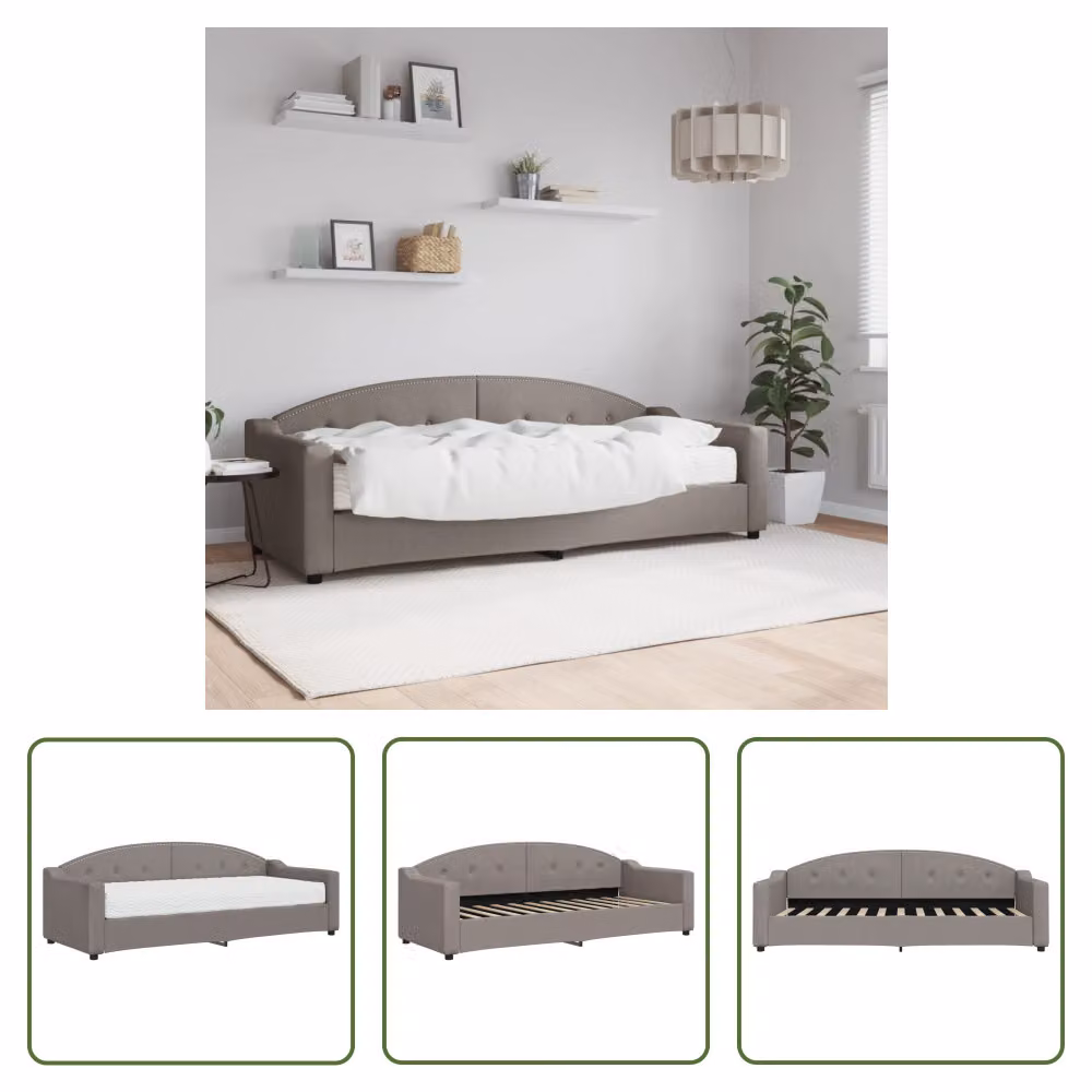 The Living Store Letto da giorno con materasso Taupe 80x200 cm in tessuto