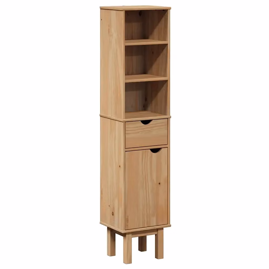 Mobile da bagno sospeso vidaXL in legno di pino rustico color marrone e beige L: 35 cm, P: 30 cm, H: 159 cm – 2