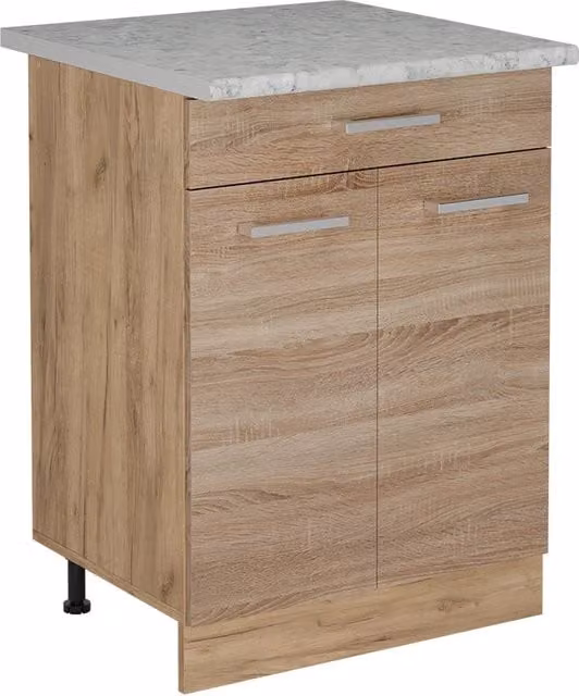 Mobiletto base per cucina R-Line Sonoma/Rovere dorato 60 cm PL Marmo Vicco