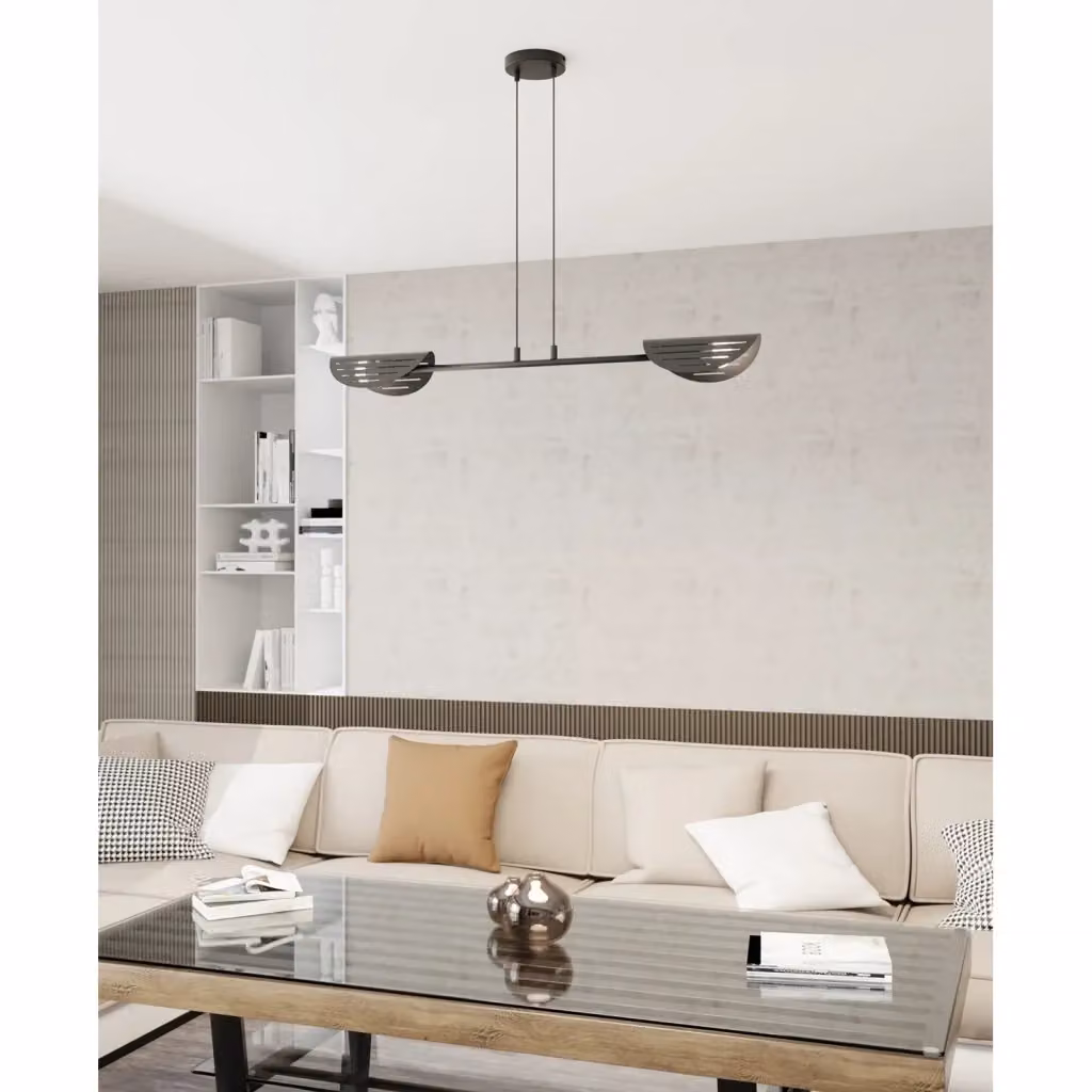 Lampadario Moderno a Soffitto Luceart-Classic con 2 Luci a Bracci in Acciaio Nero – 2