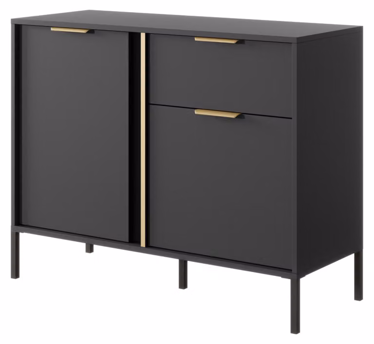 Comodino compatto per soggiorno e camera da letto, colore antracite, dimensioni 103 x 39,5 x 81,4 cm