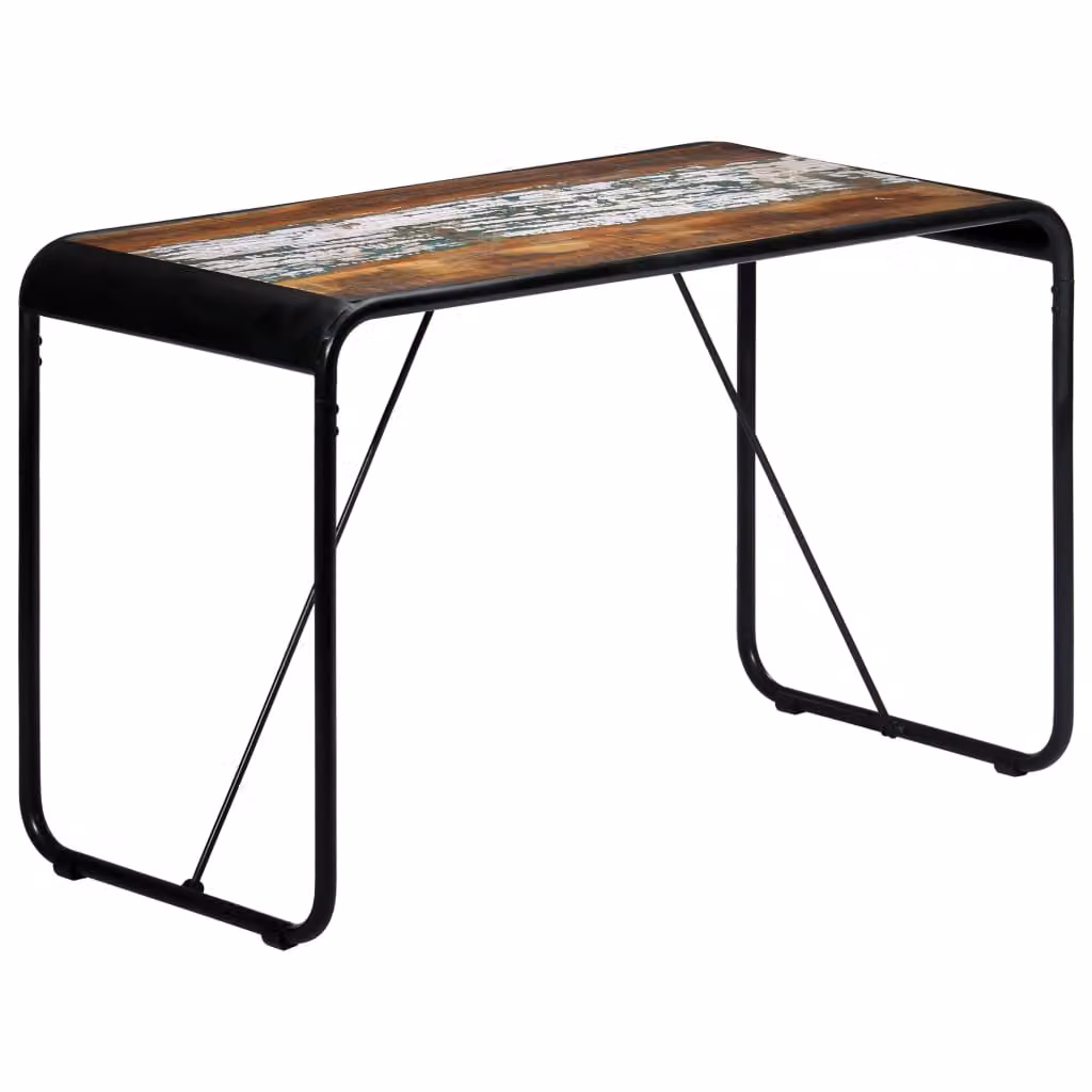 Tavolo da pranzo "Piding" in legno massiccio riciclato e acciaio verniciato a polvere nei colori marrone e nero. Dimensioni (L/A) 118x60x76 cm