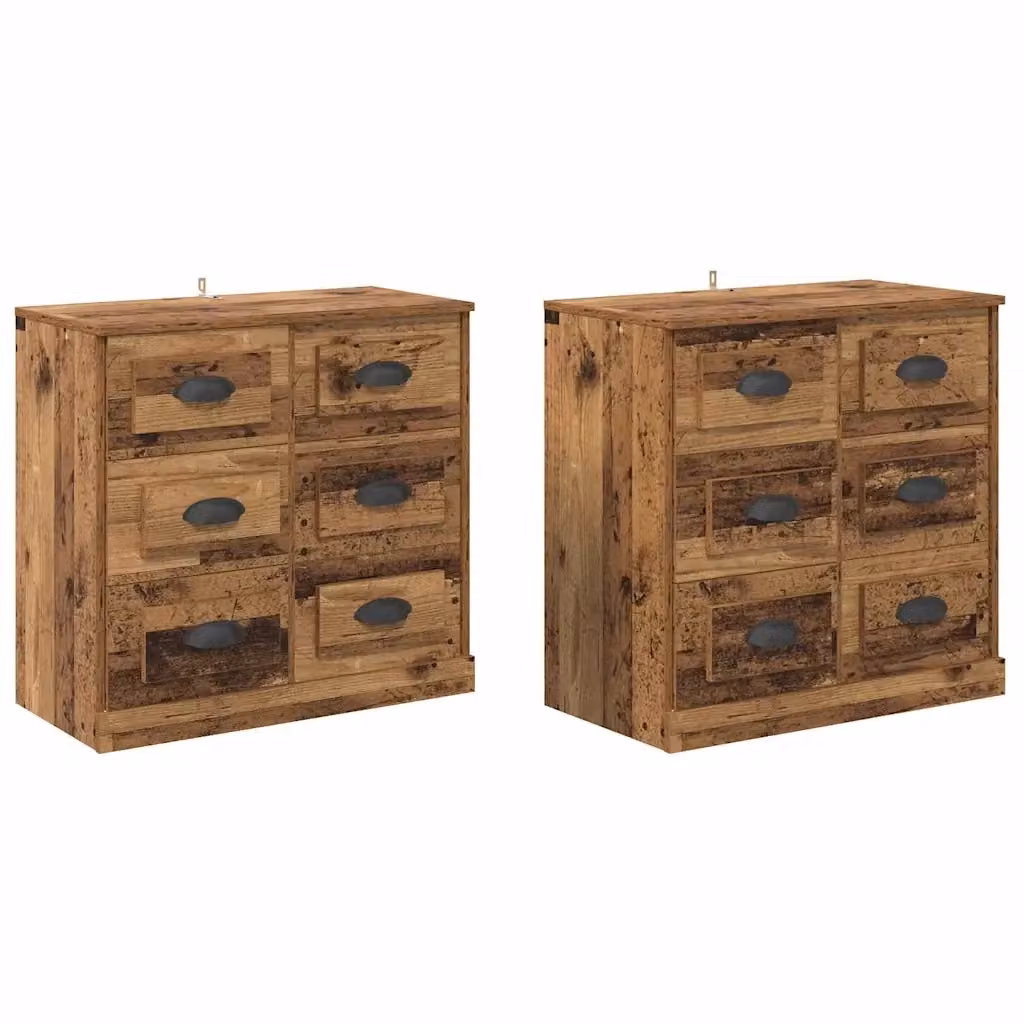 Set di 2 Sideboard vidaXL in stile moderno color marrone con finitura opaca, L/P/H: 70 x 35,5 x 67,5 cm – 2