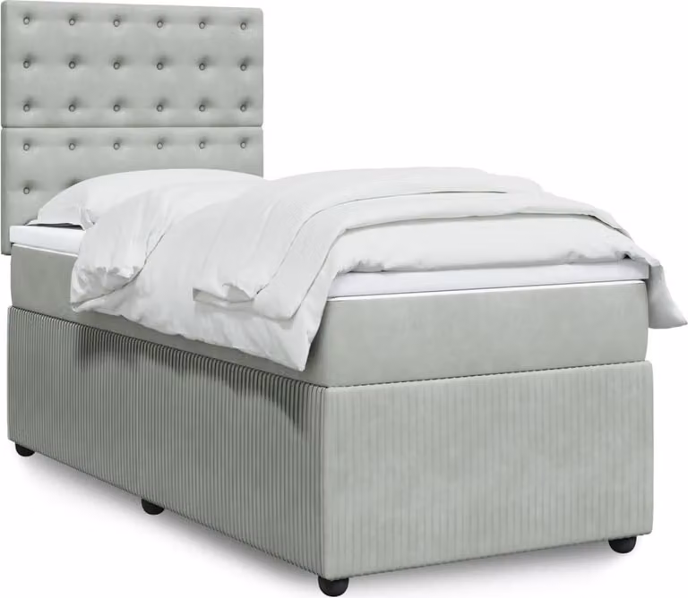 Maison Exclusive - Giroletto a Molle con Materasso Grigio Chiaro 90x190 cm Velluto