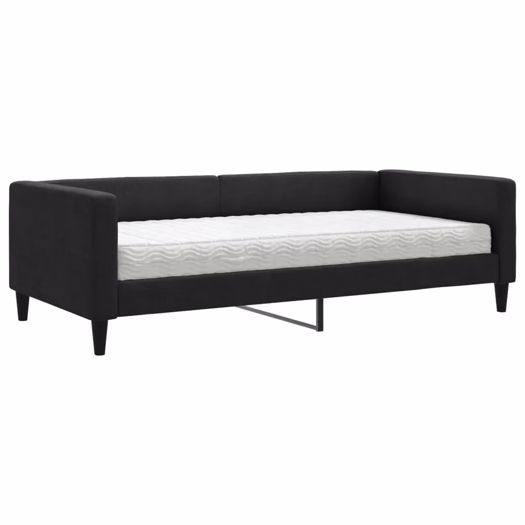 Divano Letto Moderno vidaXL in Tessuto Nero con Materasso in Schiuma L/P/H: 223 x 110 x 68 cm, Dimensioni Materasso: 100 x 200 cm – 2