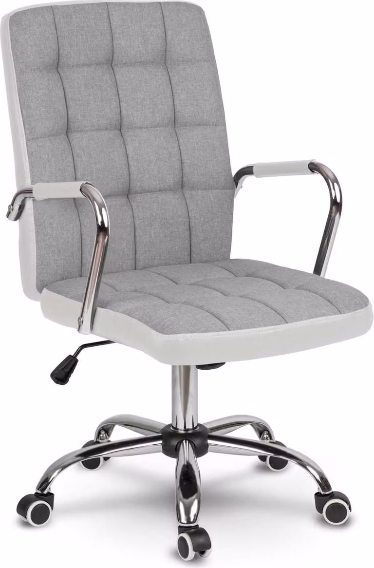 Sedia da ufficio in tessuto grigio e bianco Benton