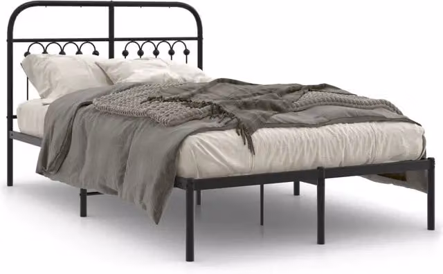 Letto matrimoniale con testiera in metallo nero DESIGN IN L/P: 120 x 200 cm – 1