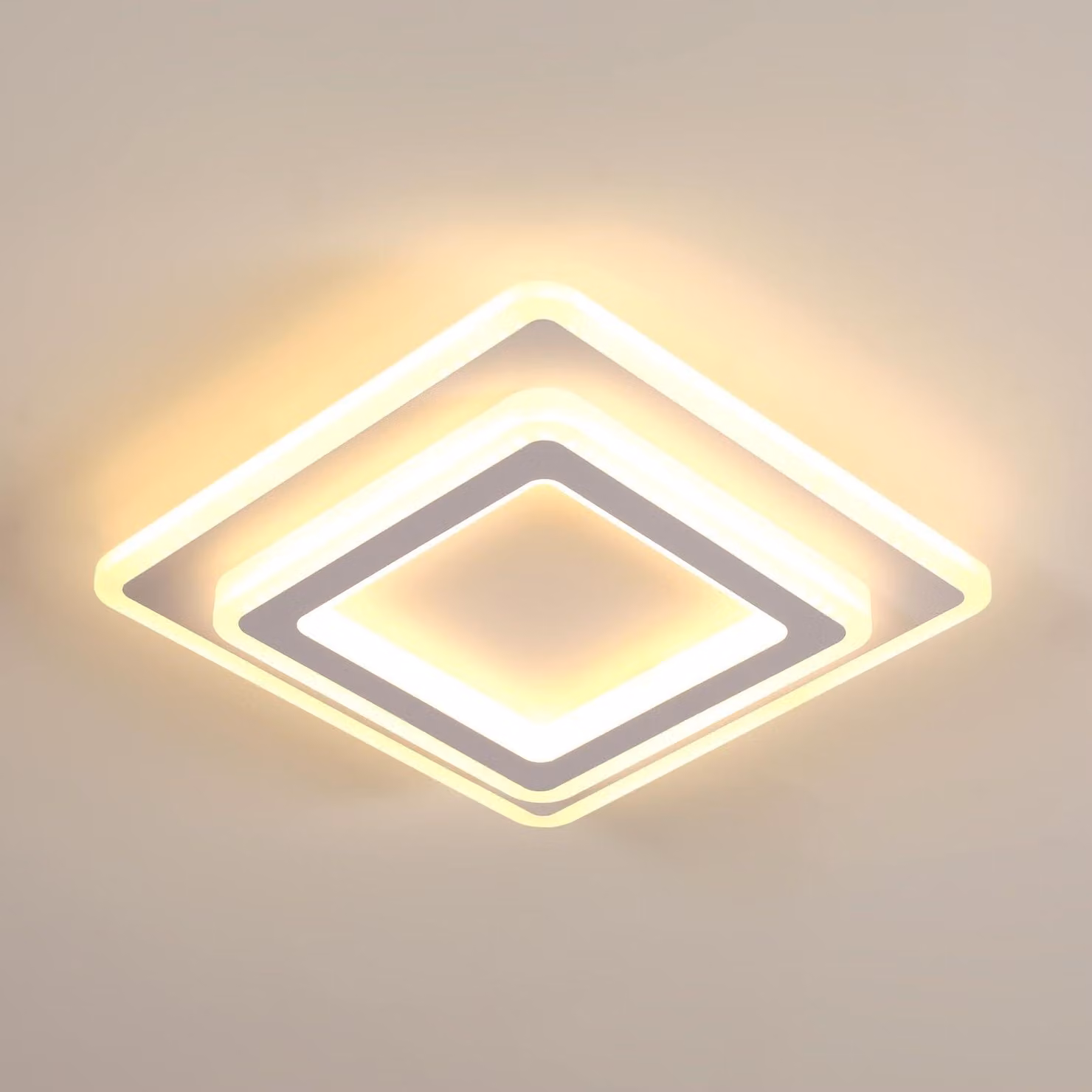 Pannello luminoso a LED, 44 W, quadrato, 3000 K, luce bianco caldo, 29x29 cm