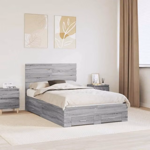 Struttura del letto con cassetto Grigio Sonoma 135 x 190 cm 3411656