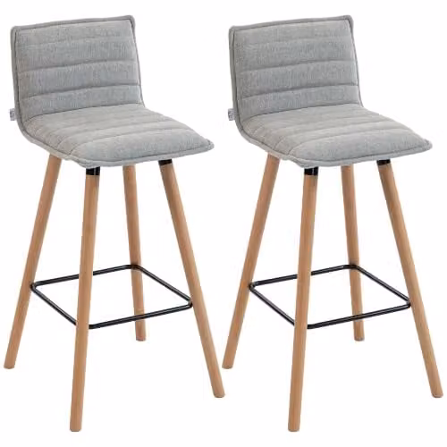 HOMCOM Set di 2 sgabelli da bar imbottiti Altezza 76,5cm Grigio