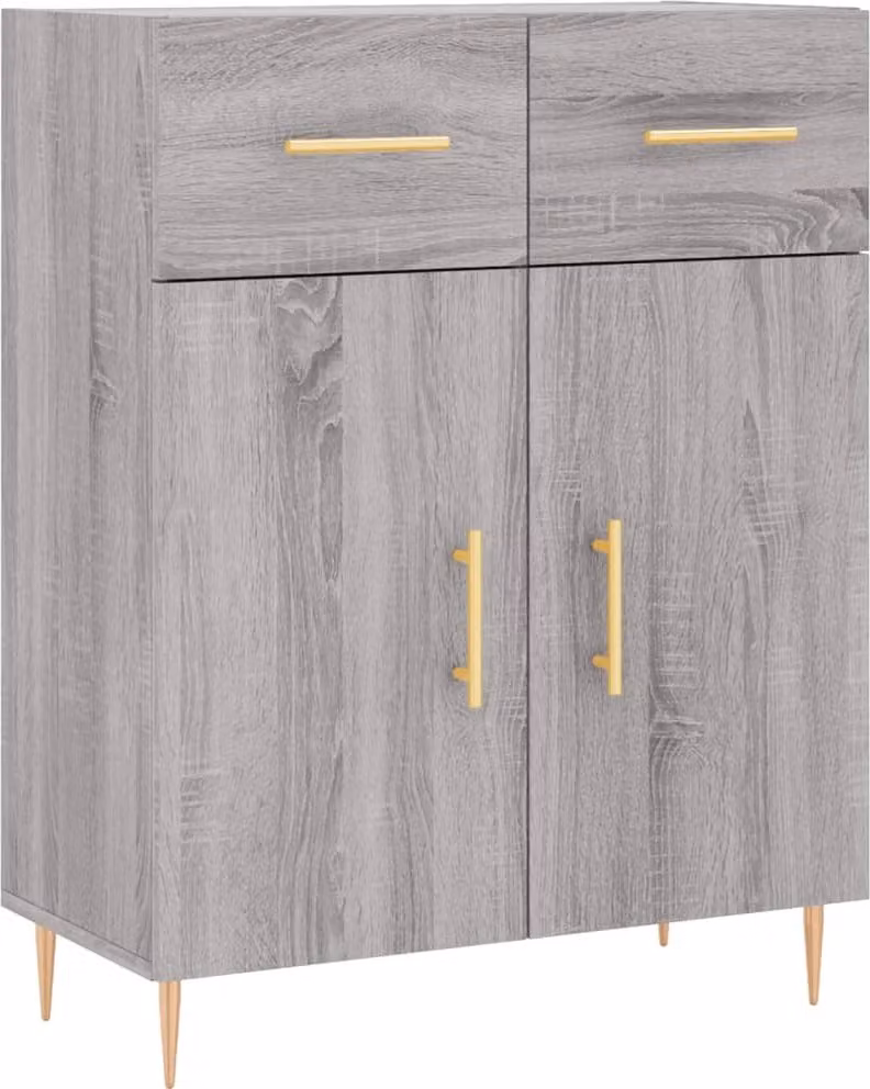 Credenza Grigio Sonoma 69,5x34x90 cm in Legno Multistrato