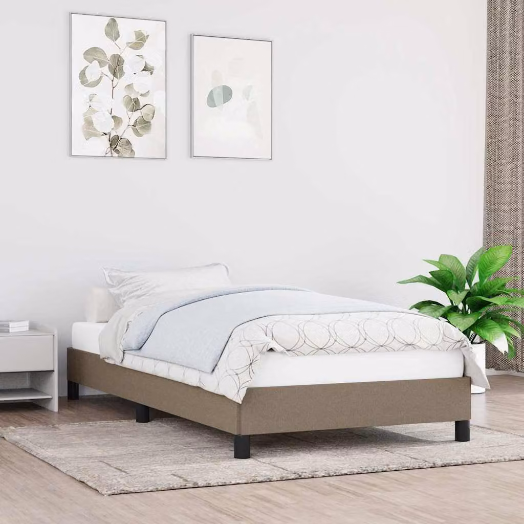 Giroletto senza materasso vidaXL in tessuto beige con doghe in legno L/P: 90 x 200 cm
