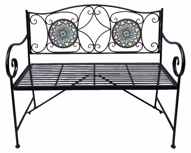 AXI Margot Panchina da giardino con mosaico multicolore - Stile bistrot | Pancha da esterno in ferro con piastrelle in mosaico ceramico | Con schienale per 2 persone | 107 x 54 x 92 cm