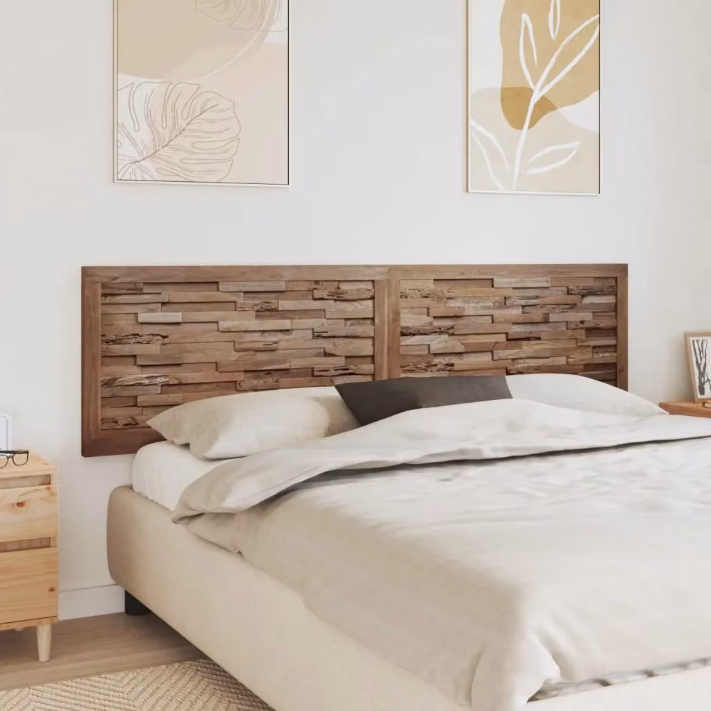 Testiera in legno di teak solido naturale stile rustico marrone L: 200 cm, H: 55 cm, P: 3,5 cm – 2