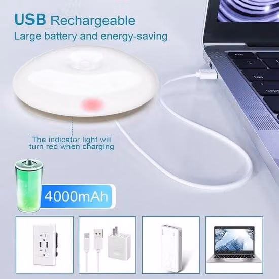 Lampada da soffitto per bagno – Lampada da soffitto con sensore di movimento e telecomando – Dimmerabile – Rotonda – Senza fili – Batteria da 4000 mAh – 3000–6000 K – Ø 20 cm – Bianca – Per armadio, corridoio, bagno, scale