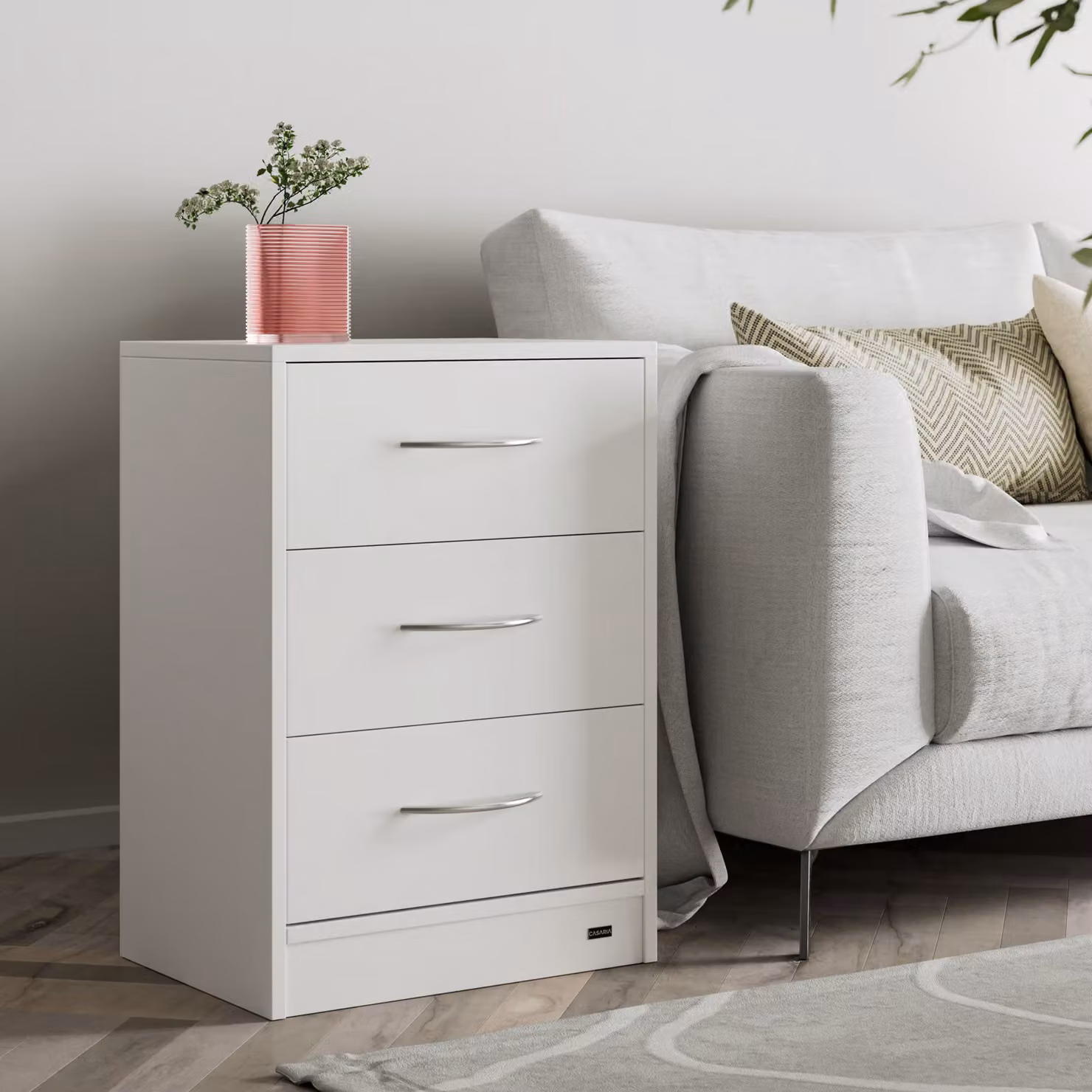 Comodino sospeso Casaria Eloise bianco opaco L: 54 cm, P: 39 cm, H: 28 cm – 2
