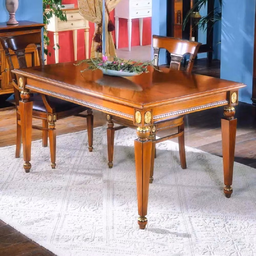 Tavolo fisso classico in legno con finitura oro e marrone Mobili 2G L/P/H: 140 x 90 x 79 cm – 2