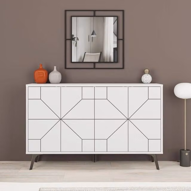 Madia 4 Ante 123x35x77,4 cm in MDF Fune Bianco