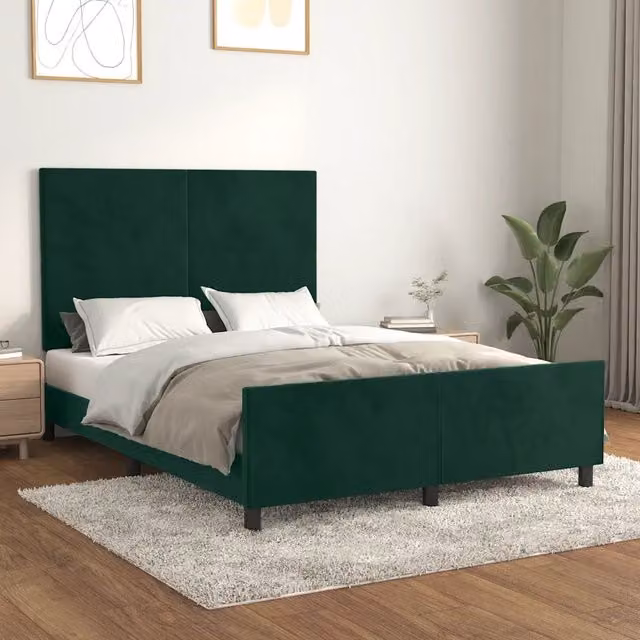Giroletto vidaXL in Velluto Verde Senza Materasso L/P/H: 140 x 200 cm – 1