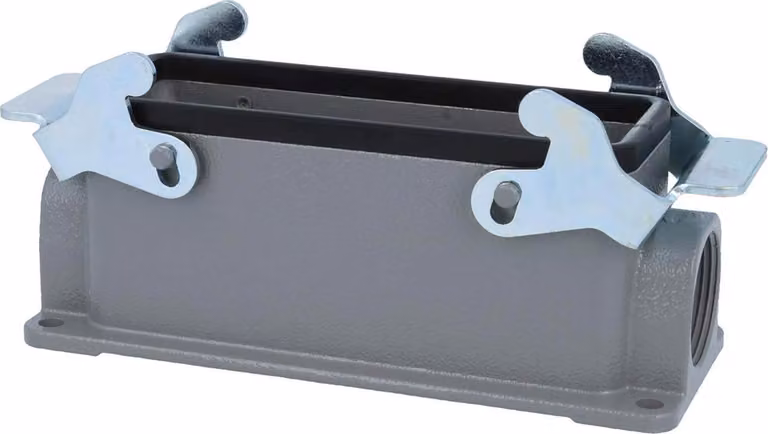 HARTING Han 24B Base bassa, 2xPG21 uscita cavi laterale, con 2 staffe trasversali Vite PG21 Area di serraggio
