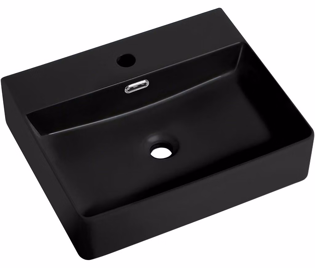 CERANO - Lavabo in Vetroceramica - da appoggio o da incasso - Peno - nero opaco - 50x42 cm