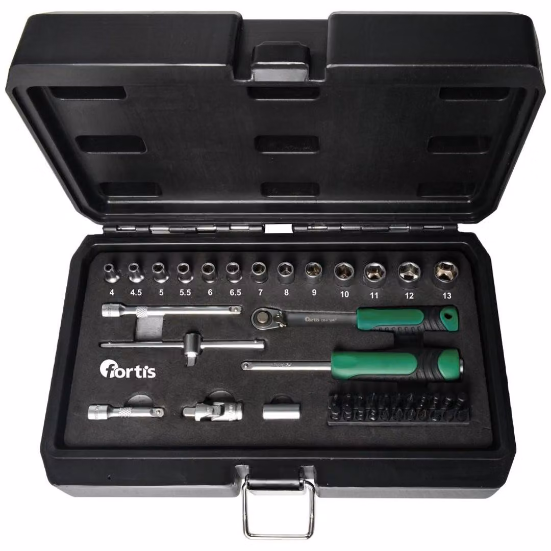 Set di chiavi a bussola Fortis, 1/4", 42 pezzi.