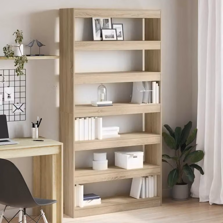 Armadio per Libri vidaXL Moderno a 6 Livelli in Rovere Sonoma, L: 100 cm, P: 30 cm, H: 198 cm