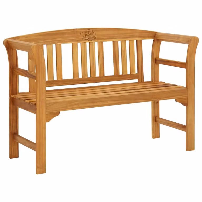 Panchina da giardino vidaXL in legno di acacia oliato, colore marrone, con braccioli, L: 114 cm