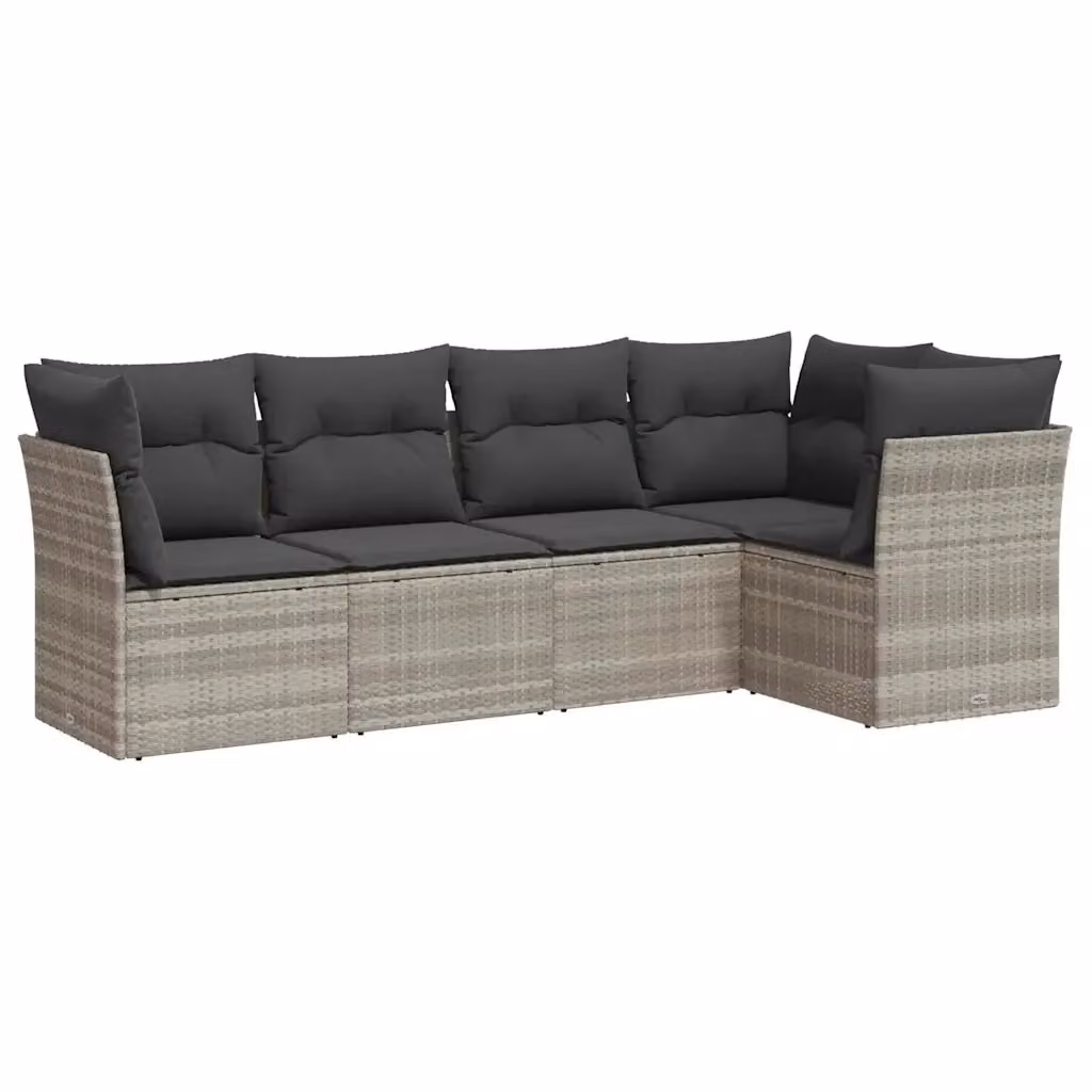 vidaXL Set Divano da Giardino a L con Cuscini Grigio Moderno in Polyrattan e Acciaio – 2