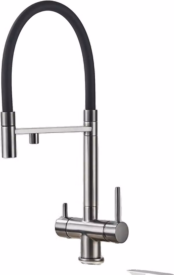 Rubinetto da cucina, acqua filtrata e miscelatore, con funzione di spruzzatore estraibile, colore grigio canna di fucile