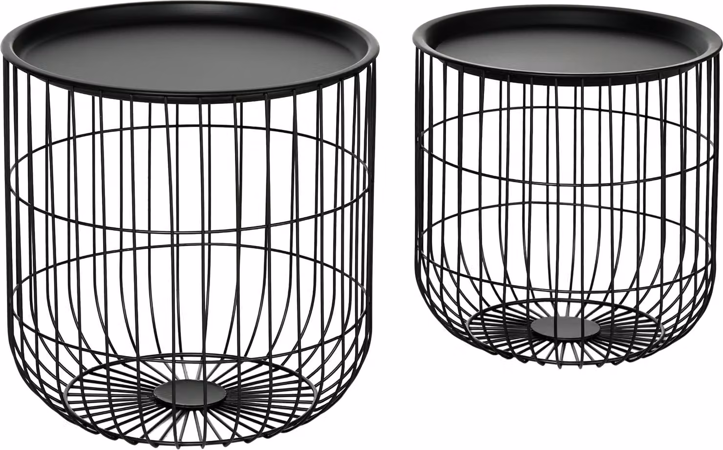 Fortuna Lai Set di 2 tavolini da salotto Tavolino da caffè in stile scandinavo con spazio contenitivo in acciaio nero per soggiorno e arredamento moderno