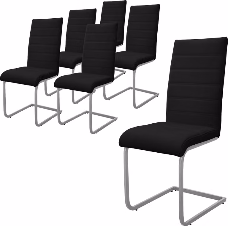 ML-Design set di 6 sedie da pranzo con schienale, nero, in Pelle finta