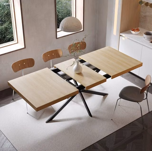 Tavolo da pranzo estensibile 140-180 cm naturale con vano contenitore