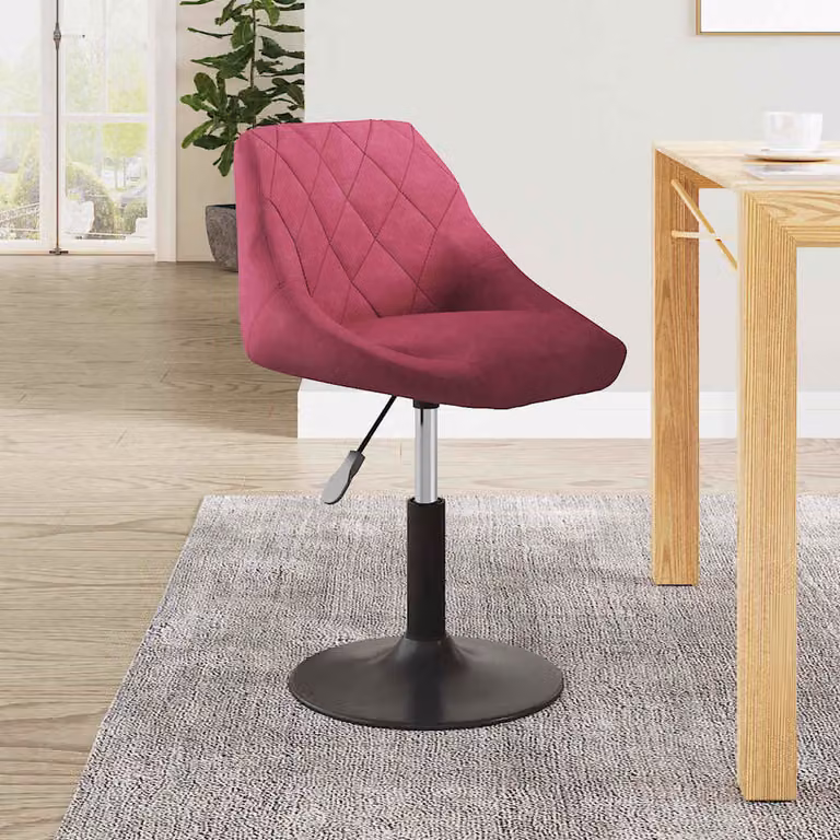Sedia da Pranzo Moderna vidaXL in Velluto Rosso con Base Girevole 360 Gradi