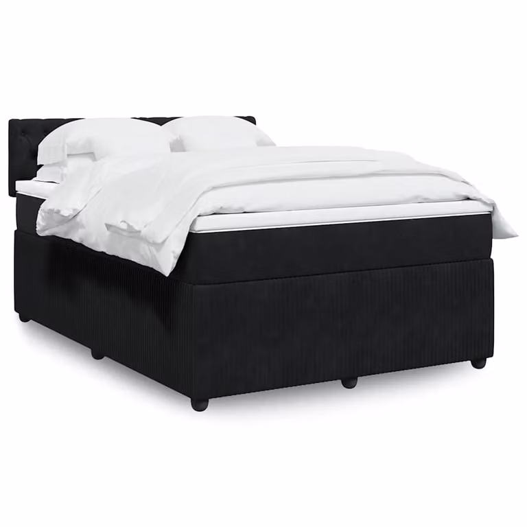 vidaXL Giroletto a Molle con Materasso in Velluto Nero L/P/H: 140 x 190 cm